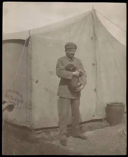 Russland Rußland Россия Soldat vor Zelt Fabrik Reichelt Berlin 1905 Privatfoto