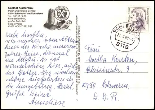 Ansichtskarte Schlehdorf Mehrbildkarte mit Gasthof Klosterbräu 1988