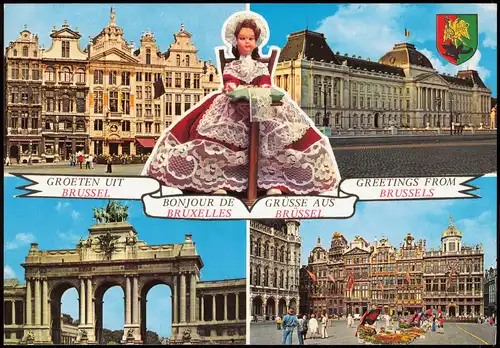 Brüssel Bruxelles Mehrbildkarte mit Sehenswürdigkeiten & Stadtteilansichten 1970