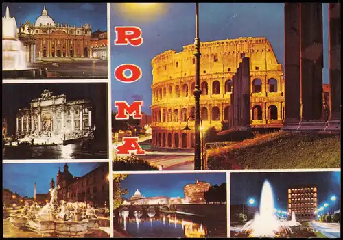 Cartoline Rom Roma Mehrbildkarte mit Sehenswürdigkeiten 1970