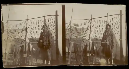 China 中國 / 中国 China Typen Trachten Fischer vor seinem Zelt 1905 3D/Stereoskopie