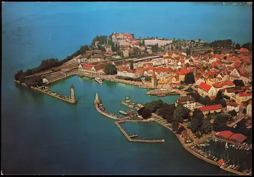 Ansichtskarte Lindau (Bodensee) Luftbild Hafen Bodensee 1986