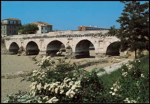 Cartoline Rimini Ponte di Tiberio Tiberio bridge Brücke von Tiberio 1980