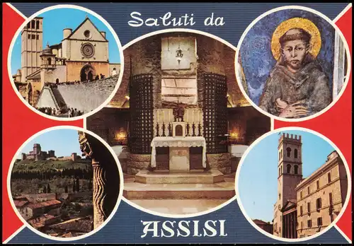 Cartoline Assisi Saluti da ASISSI (Mehrbildkarte) 1980