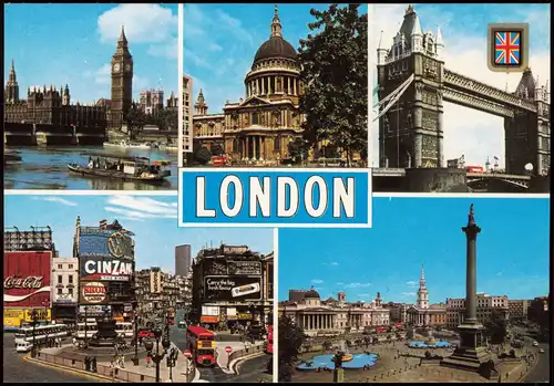 Postcard London Mehrbildkarte mit Sehenswürdigkeiten 1980