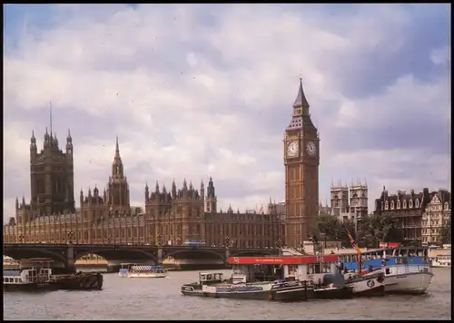 Postcard London The Houses of Parliament from the South Bank 1990