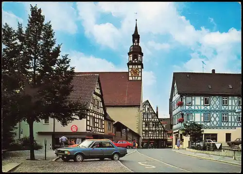 Ansichtskarte Waiblingen Rathaus-Apotheke und Nikolauskirche 1980