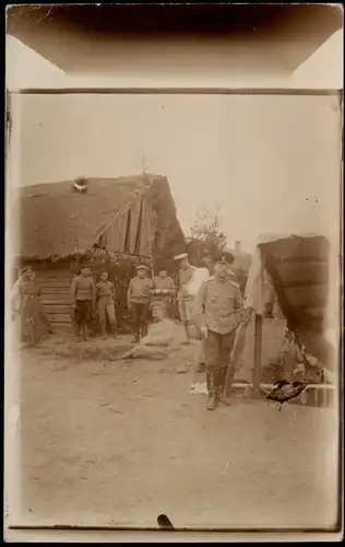 Russland Rußland Россия Soldaten Kosaken vor Blockhütte Militär 1905 Privatfoto