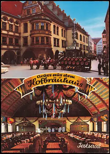 Ansichtskarte München Hofbräuhaus 2 Bild - Festsaal 1973