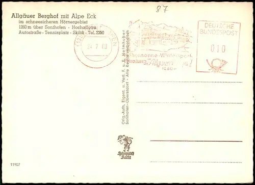 Ansichtskarte Sonthofen Allgäuer Berghof 1960  gel. Maschinenmarke