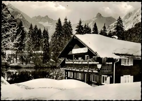 Ansichtskarte Oberstdorf (Allgäu) Restaurant & Cafe im Winter Fotokarte 1971