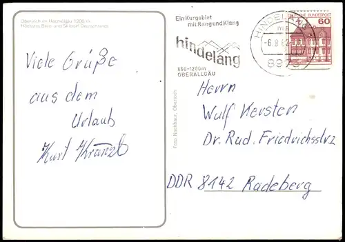 Oberjoch-Bad Hindelang Bergwelt von Oberjoch - Künstlerkarte 1982