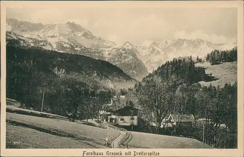 Partenkirchen-Garmisch-Partenkirchen Forsthaus Graseck mit Dreitorspitze 1922