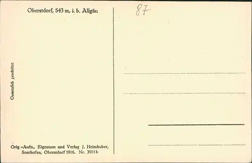 Ansichtskarte Oberstdorf (Allgäu) Trettachhäusl 1923