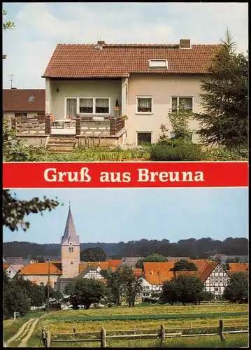 Ansichtskarte Breuna 2-Bild-Karte mit der PENSION LILO RUMPF 1970