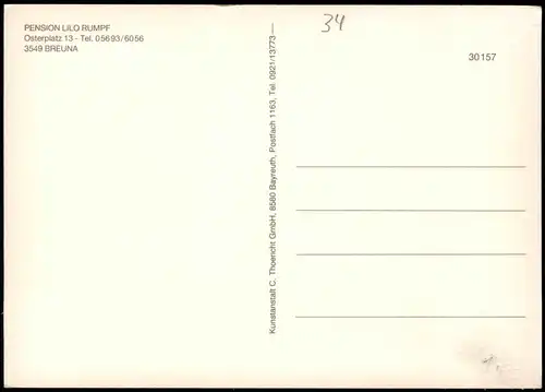 Ansichtskarte Breuna 2-Bild-Karte mit der PENSION LILO RUMPF 1970