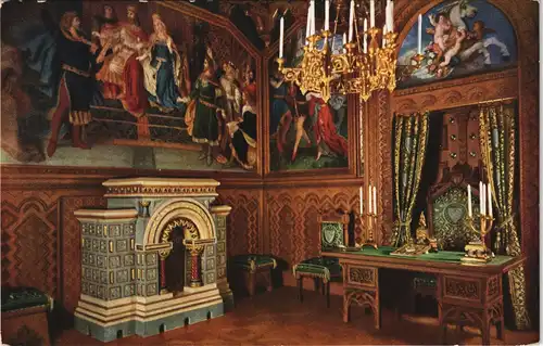 Ansichtskarte Schwangau Schloss Neuschwanstein - Arbeitszimmer 1930