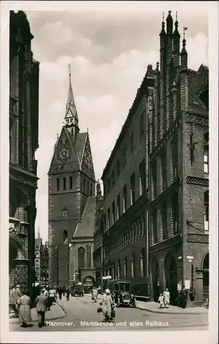 Ansichtskarte Hannover Marktkirche, Autos 1934