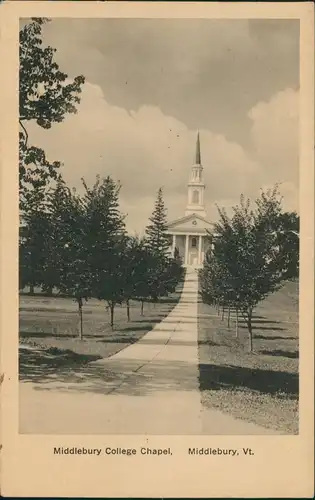 Postcard Middlebury Vermont College Chapel 1936