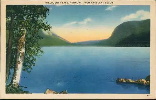 Postcard Vermont WILLOUGHBY LAKE. VERMONT. FROM CRESCENT BEACH 1934