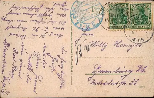 CPA Straßburg Strasbourg Münster 1915  gel. Feldpost Zensurstempel