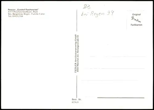 Ansichtskarte Regen Pension Gutshof Poschetsried 1978