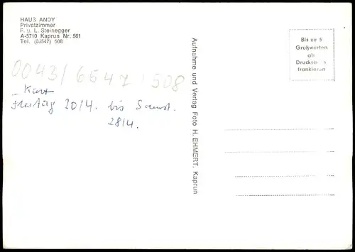 Ansichtskarte Kaprun HAUS ANDY 1962
