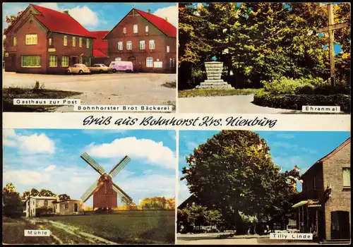 Bohnhorst Mehrbildkarte mit Gasthaus zur Post Mühle Ehrenmal 1980
