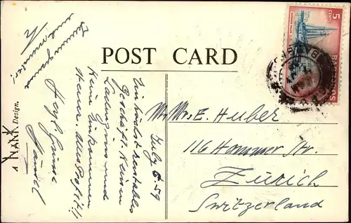 Barbados - Scherzkarte Barber 1959  gel. Briefmarke Stempel