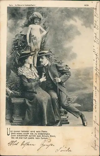Liebe Liebespaare - Love In Amor's Liebeshain. Frau Engel Mann 1904