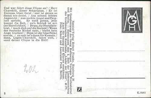 Ansichtskarte  Liedkarten - Das Lied von den Lügenlords 1935