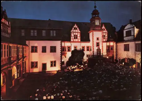 Weilburg (Lahn) Renaissancehof des Schlosses Schauplatz in der Dämmerung 1982