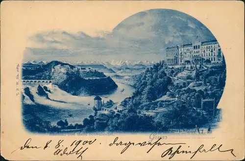 Ansichtskarte Neuhausen am Rheinfall Rheinfall und Hotel Schweizerhof 1900
