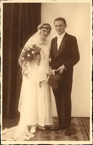 Ansichtskarte  Hochzeit - Braut und Bräutigam 1938