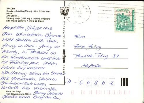 Postcard Stachau Stachy Mehrbild Winteransichten 1994