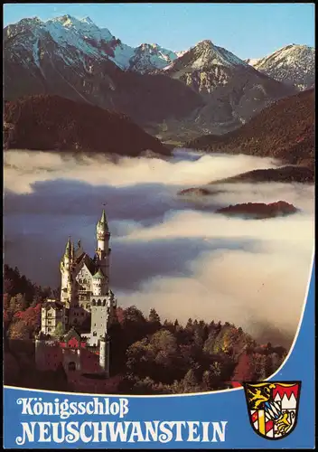 Ansichtskarte Schwangau Königsschloß Neuschwanstein in den Wolken 1988
