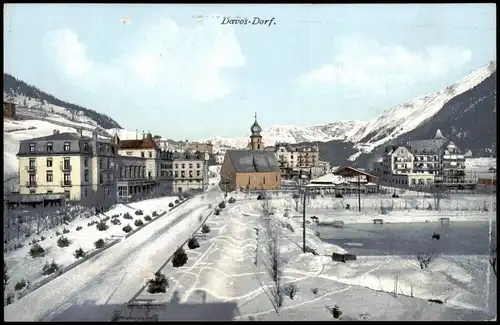 Ansichtskarte Davos Davos Dorf im Winter 1912