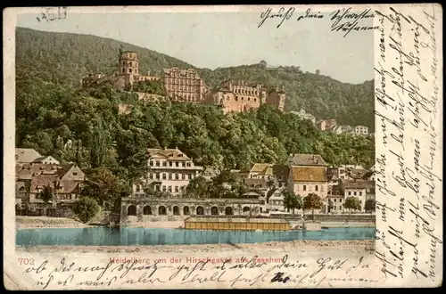 Ansichtskarte Heidelberg Stadt, Flussbadeanstalt 1908