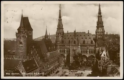 Ansichtskarte Aachen Katschhof mit Rathaus - Fotokarte 1930