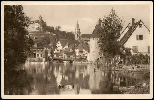 Ansichtskarte Vaihingen an der Enz Partie am Fluß 1928