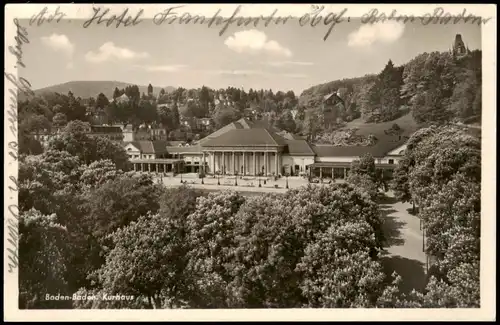 Ansichtskarte Baden-Baden Kurhaus - Fotokarte 1942