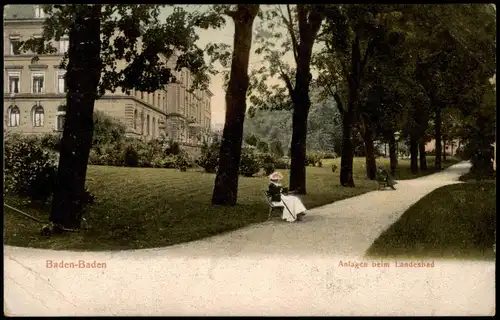 Ansichtskarte Baden-Baden Anlagen beim Landesbad 1910