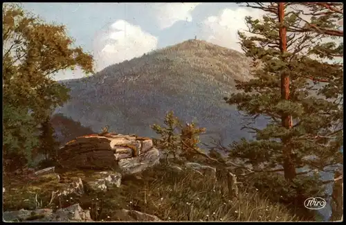 Baden-Baden Blick von dem Felsen gegen Merkur - Künstlerkarte 1911
