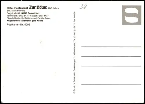 Goslar Hotel-Restaurant Zur Börse (Mehrbildkarte) Bes. Klaus Behrens 1980