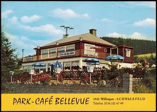 Schwalefeld-Willingen (Upland) Reklame-Karte PARK-CAFÉ BELLEVUE 1970