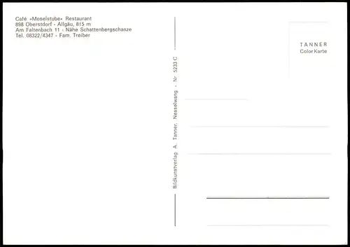 Ansichtskarte Oberstdorf (Allgäu) Café »Moselstube« Restaurant 1978