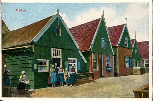 Postkaart Marken-Waterland Insel Marken Stadtpartie 1916