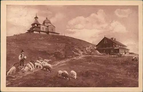 Rosenau Rožnov pod Radhoštěm Kapelle auf dem Radhoscht Radhošť 1923