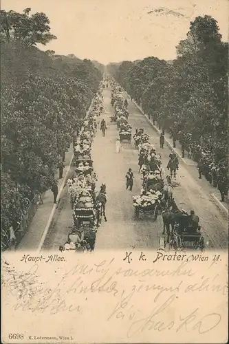 Ansichtskarte Wien Prater Hauptallee - Festumzug 1904