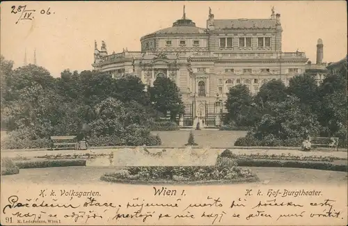 Ansichtskarte Wien Burgtheater, Anlagen 1908